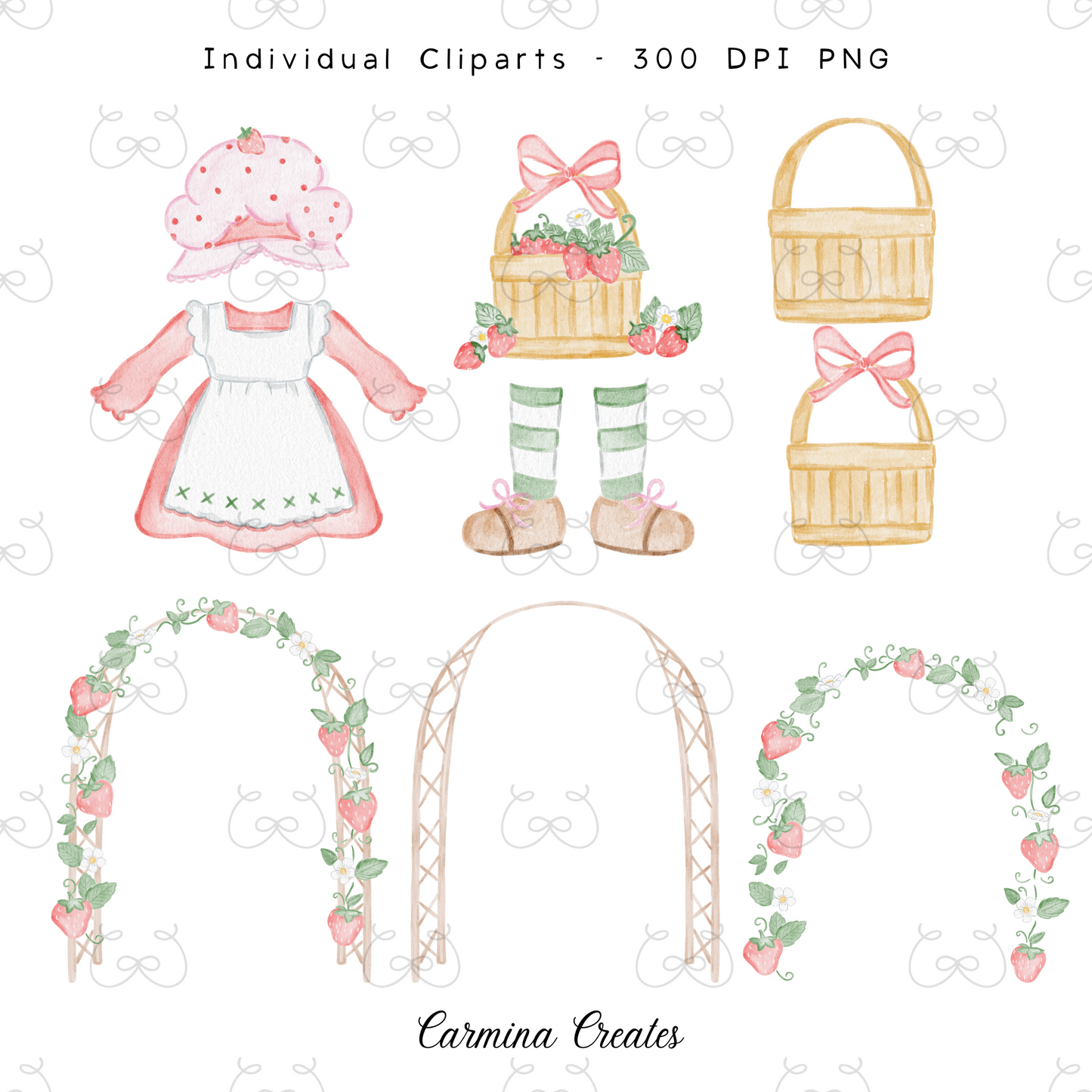 Strawberry Shortcake-Inspired Watercolor Illustration Package