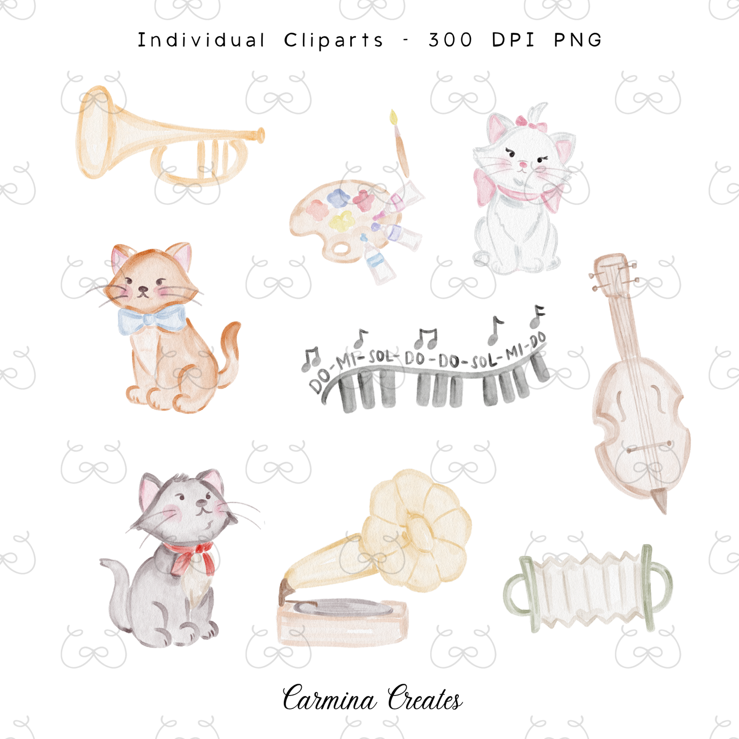 Parisian Kitten Watercolor Illustration Pack