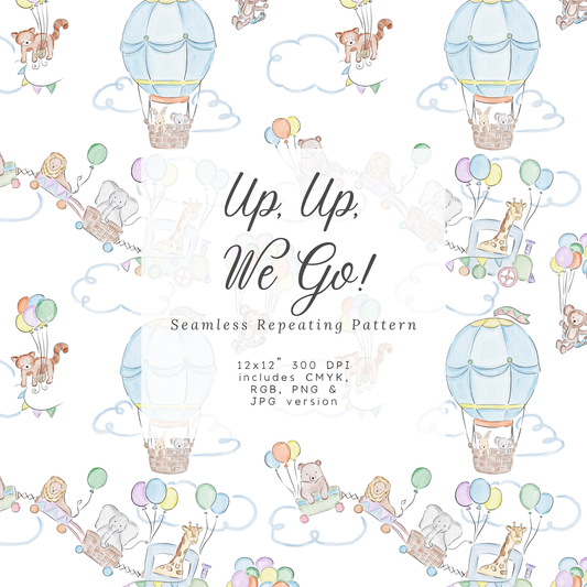 Up, Up, We Go Animals Zoo Seamless Pattern