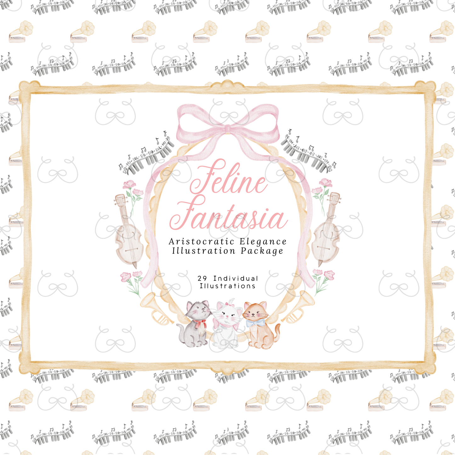 Parisian Kitten Watercolor Illustration Pack