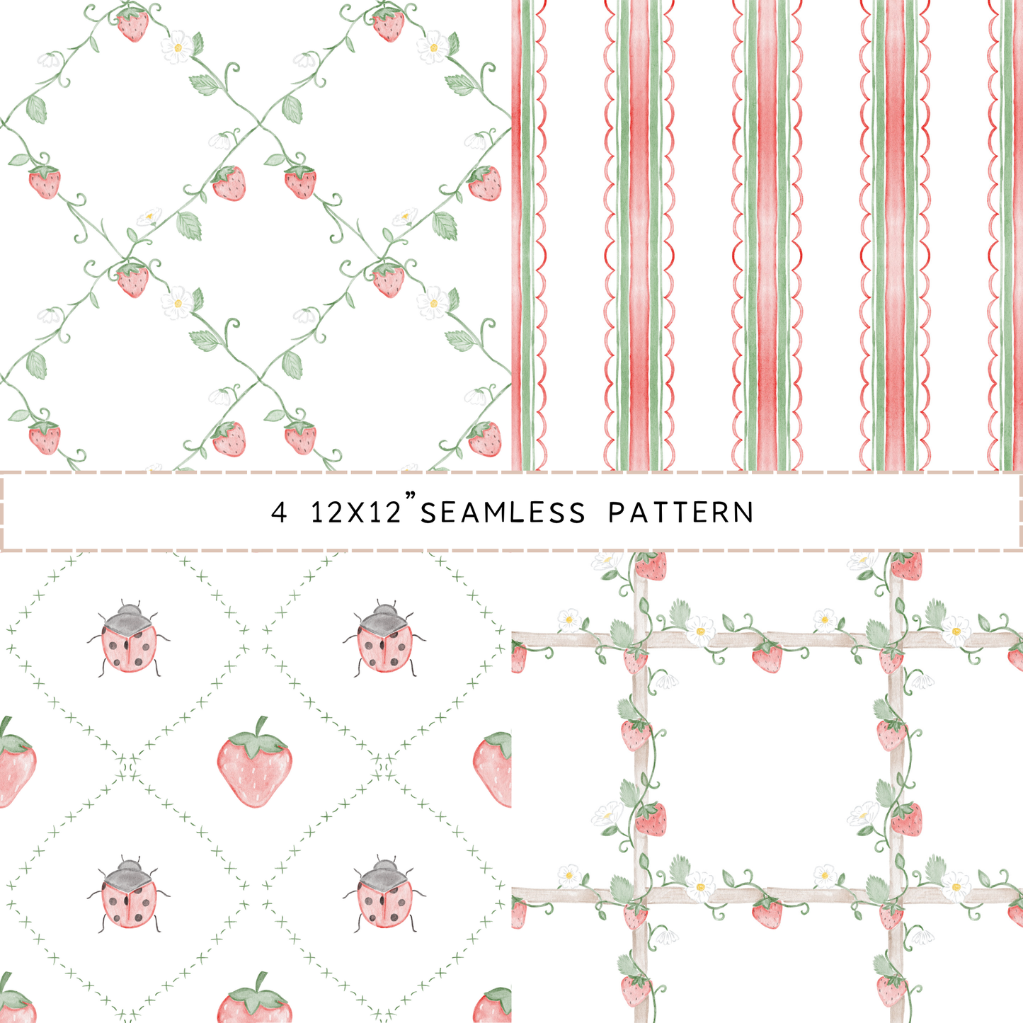 Strawberry Shortcake-Inspired Watercolor Illustration Package